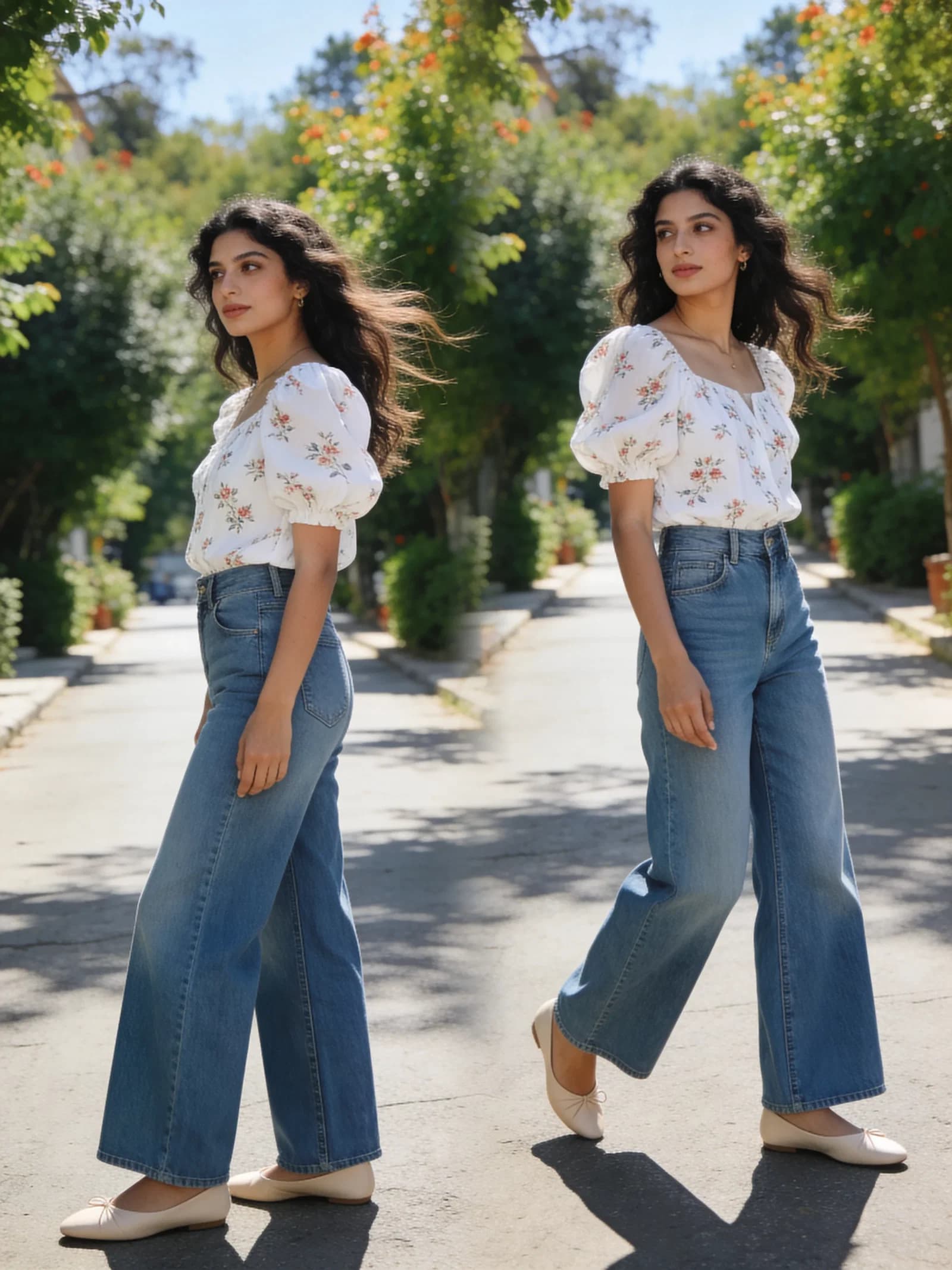 Floral Puff-Sleeve Ease