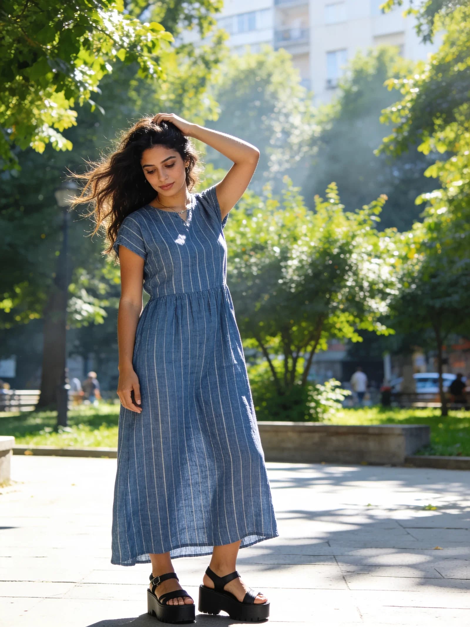 Striped Linen Midi Edit