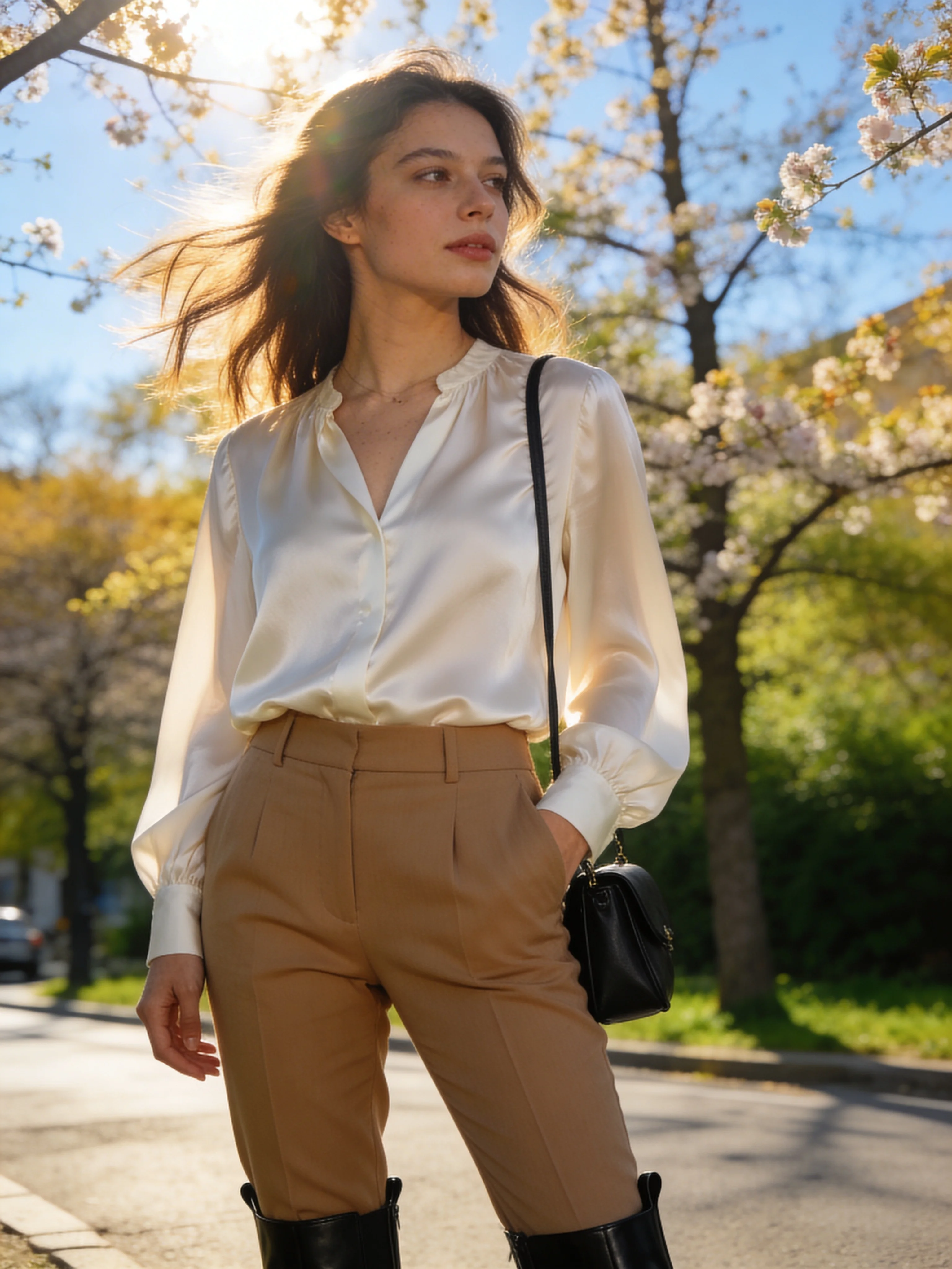 Ivory Blouse and Camel