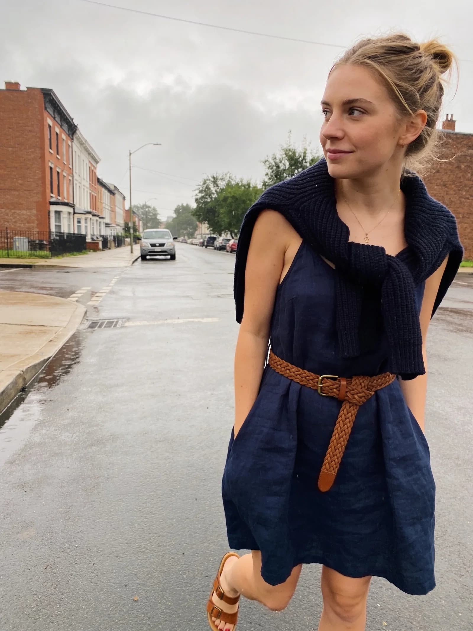 Navy Linen Belt Ease